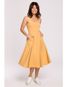 Rozevláté letní šaty Be B218 žluté