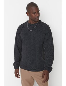 Trendyol Anthracite Crew Neck Oversize Fit Knitwear Sweater