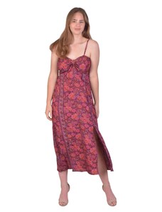 Dlouhé šaty na ramínka, fialové s růžovým paisley potiskem L/XL , Fialová , Indie , 100% polyester
