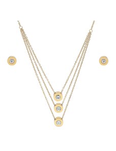 Doria Set šperků z oceli zlatý se zirkony B133