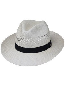 Fiebig Letní slaměný klobouk Fedora - ručně pletený - s černou stuhou - Ekvádorská panama 1398414
