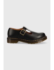 Kožené polobotky Dr. Martens dámské, černá barva, na plochém podpatku, DM14852001.Polley-Black.Smth