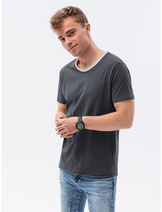 Ombre Clothing Pánské tričko bez potisku - grafitová S1385