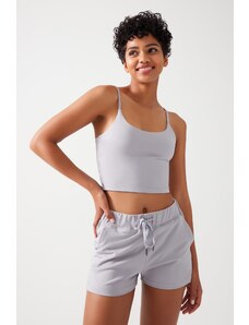 LOS OJOS Women's Gray Pocket Elastic Waist Basic Fit Sports