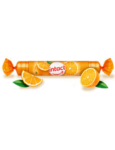 Intact | Multivitaminové pastilky Intact rolička hroznový cukr s vit. C POMERANČ 40 g