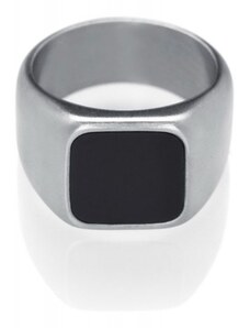 Černý onyx prsten pro muže - stříbrný Trimakasi