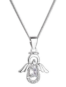 EVOLUTION GROUP Stříbrný náhrdelník anděl s třpytivými zirkony 12043.1