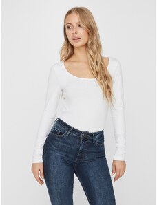 Vero Moda dámské triko na tělo dlouhý rukáv bílé