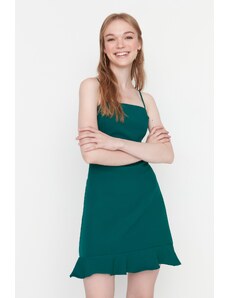 Trendyol Zelené A-Linie Super Mini Woven Flounce Tkané šaty