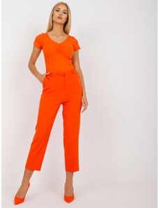 RUE PARIS Oranžové elegantní kalhoty -orange Oranžová