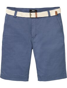 bonprix Strečové chino kalhoty s páskem, Regular Fit Modrá