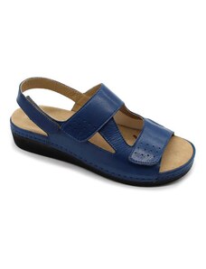 Leon 5020 Dámské kožené zdravotní sandály - Modrá
