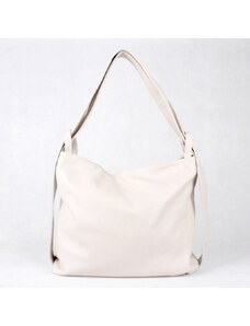 Vera pelle (Itálie) Kabelka a batoh v 1 - velká kožená světlá latté kabelka na rameno a batoh 12