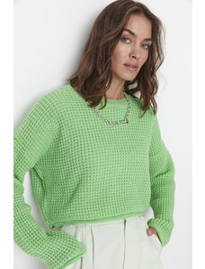 Trendyol zelený crop pletený svetr