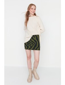 Trendyol Green Animal Patterned Sweater Skirt