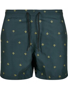 URBAN CLASSICS Embroidery Swim Shorts - anchor/bttlgrn/lmnmstrd