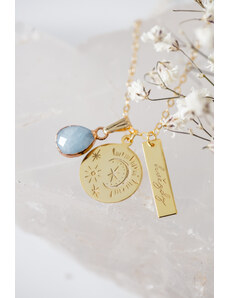 YogaDay Pozlacený hvězdný náhrdelník s Akvamarínem