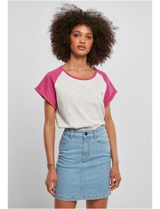 UC Ladies Dámské kontrastní raglánové tričko světle šedé/světle fialové