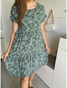 NoName Letní volné kytičkové šaty UNI zelené