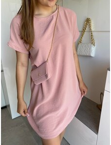NoName Letní Basic šaty UNI s kabelkou růžové