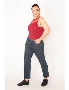 Şans Women's Plus Size Navy Blue 5 Pocket Lycra Jeans