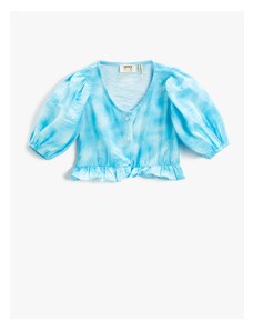 Koton Ruffle Crop Blouse Balloon Sleeves