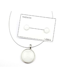 Laboka Set bílý - náušnice + náhrdelník