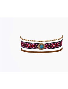 Flamenco Mystique Náhrdelník Choker Boho Aztec Festival N528, nastavitelná délka 28-34.5 cm, bez niklu a chromu