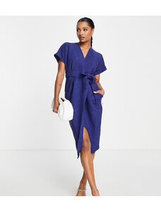 Closet London Petite kimono wrap dress in navy