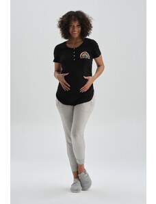 Dagi Black Cotton Maternity T-shirt