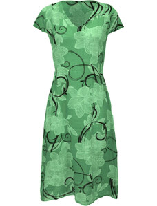 Itálie Dámské letní bavlněné šaty s falešnými kapsami - zelené - vel. UNI