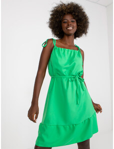 RUE PARIS Zelené mini šaty se zavazovacími ramínky --green Zelená