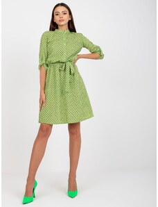 BASIC Zelené vzorované košilové šaty --green Zelená