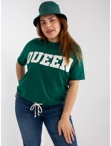 RELEVANCE TMAVĚ ZELENÉ TRIČKO "QUEEN" S VÁZÁNÍM --DARK GREEN Tmavě zelená