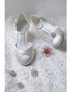 StudioAgnes Svatební obuv Blanca saténové smetanové