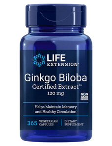 Life Extension Ginkgo Biloba Certified Extract 365 ks, vegetariánská kapsle, 120 mg