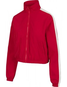 URBAN CLASSICS Ladies Short Striped Crinkle Track Jacket - red/wht