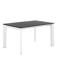 Tmavě šedý keramický rozkládací jídelní stůl Somcasa Lisa 140/200 x 90 cm s bílou podnoží