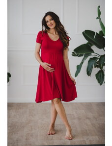 milk & love Těhotenské, kojící šaty Mommy Chic Red