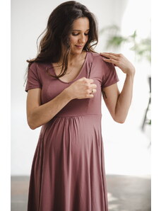milk & love Těhotenské, kojící šaty Mommy Chic Rose Brown