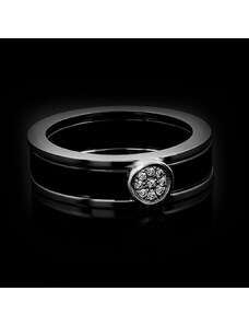 Dámský prsten v černém provedení ocel se šperkařskou keramikou | DG Šperky