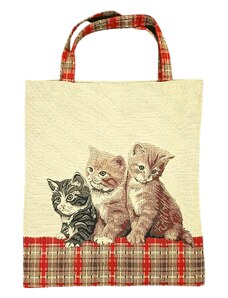 Vyšívaná nákupní taška se třemi kočkami