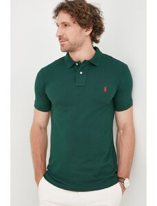Bavlněné polo tričko Polo Ralph Lauren zelená barva