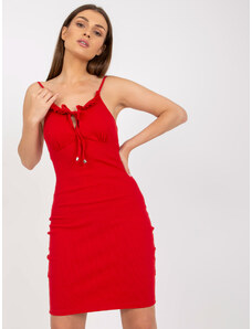 RUE PARIS Letné červené šaty s viazaním vo výstrihu
