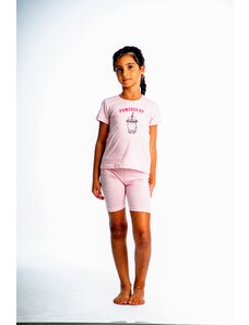 JOYCE Dívčí bavlněné pyžamo "POWERED BY"/Růžová, melírová