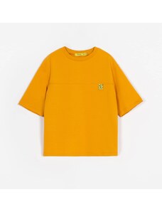 MUFFIN MODE Ležérní oversized tričko s krátkým rukávem z organické bavlny, žluté