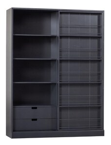 Hoorns Černá borovicová knihovna Mathi 200 x 150 cm