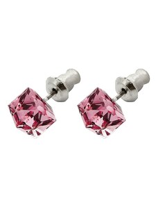 HGM Náušnice Kostička 6mm light rose Swarovski elements