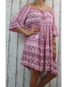 Italy Moda Dámské oversize letní šaty se vzorem - růžovo-bílé
