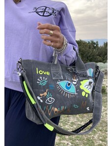 Look Project Ručně malovaný City Bag, Love